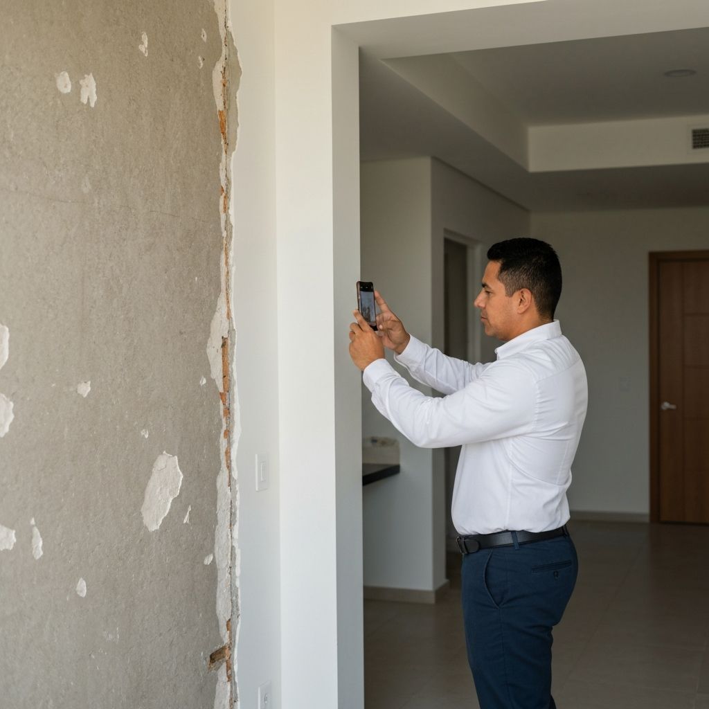 Inspector documentando estado de propiedad para aseguradoras