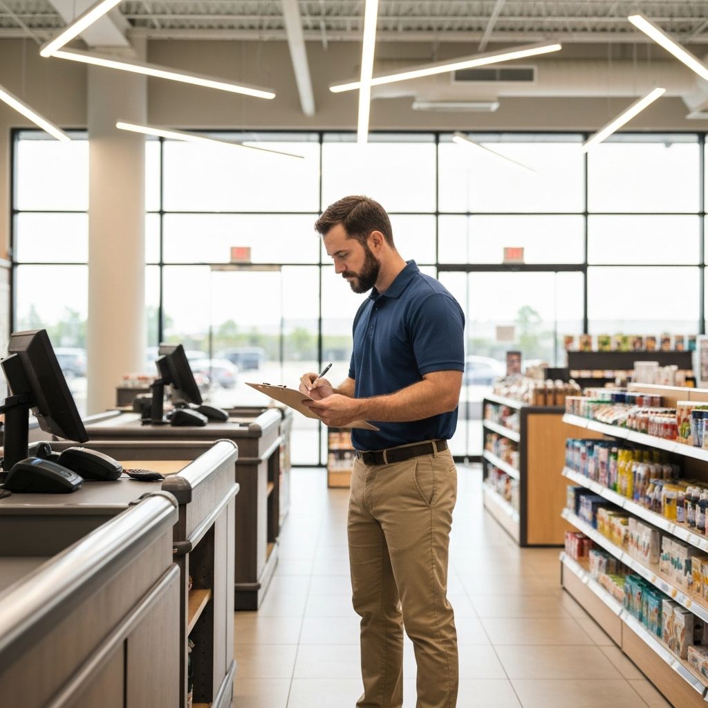 Técnico revisando local comercial
